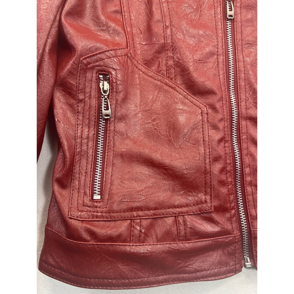 Downtown Coalition Apparell Faux Learher Moto Jacket Womens Small  Cropped Zip - Picture 4 of 10
